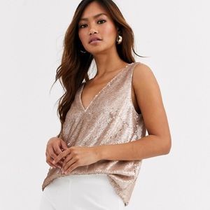 ASOS champagne sequin Cami tank NWT